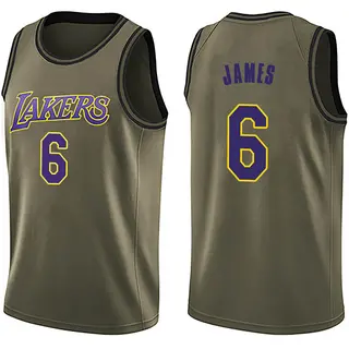 Men's LeBron James Los Angeles Lakers Green Salute to Service Jersey - Swingman